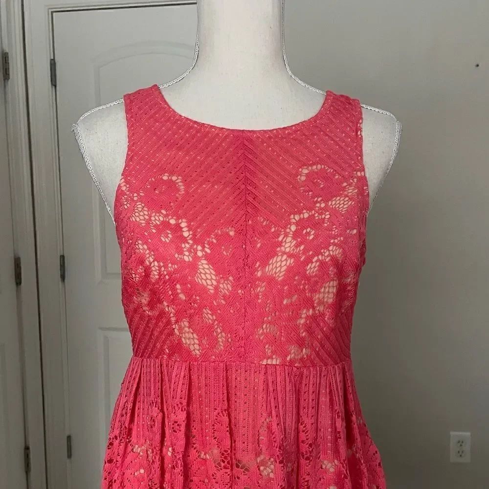 NWOT Free People Rocco Coral Pink Lace Babydoll Dress - Picture 7 of 11